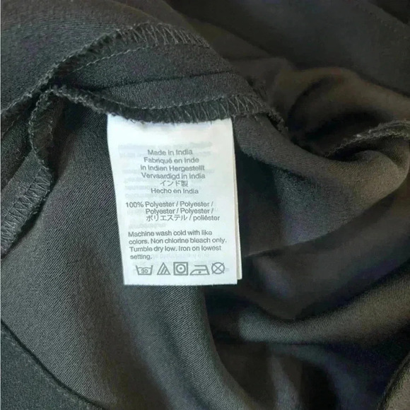 J crew drapery crepe faux wrap black top peplum tie waist surplace blouse - Picture 5 of 5